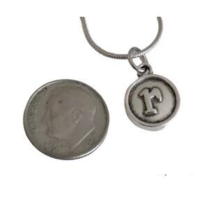 Initial R pendant on 18" Silver Plated Snake Chain Necklace NWOT